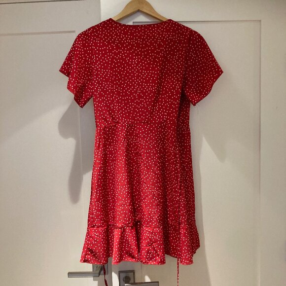 Shein Red Polka Dot Wrap Dress Size 6 (M) - Picture 4 of 13